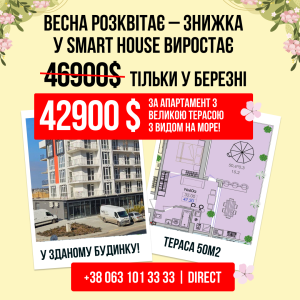 Велика тераса з видом на море — зі знижкою -4000$ тільки в березні!